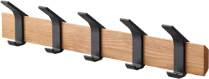 Wooden Coat Hangerwith Black Hooks PNG