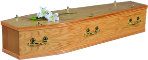 Wooden Coffinwith Flowers PNG image
