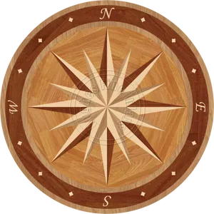 Wooden Compass Rose Design PNG image