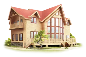 Wooden Country House Design PNG image