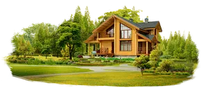 Wooden Country House Lush Garden