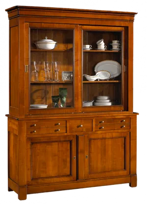 Wooden Crockery Cabinet Display PNG image