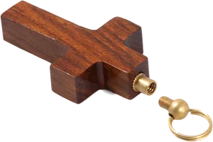 Wooden Cross Keychain