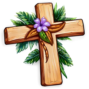 Wooden Cross With Flowers PNG 71 PNG