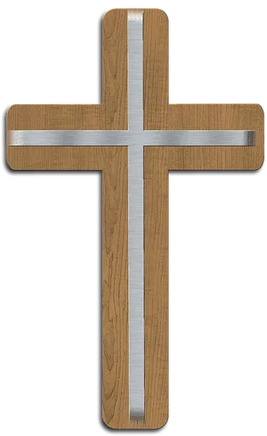 Wooden Crosswith Metal Inlay