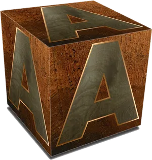 Wooden Cubewith Metallic Letters A PNG image