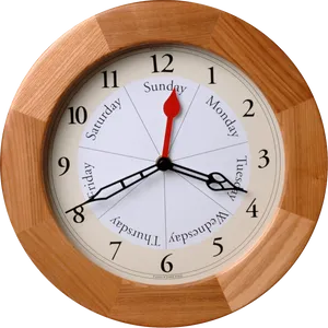 Wooden Day Indicator Wall Clock