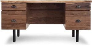 Wooden Deskwith Drawersand Metal Legs