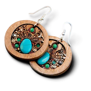 Wooden Disc Earring Png Nxw17 PNG image