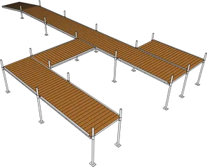 Wooden Dock Structure Design PNG image