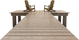 Wooden Dock With Adirondack Chairs PNG image