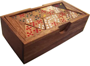 Wooden Domino Setin Box PNG image