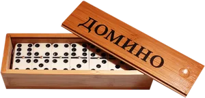 Wooden Dominoes Setin Box PNG