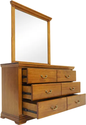 Wooden Dressing Tablewith Mirror PNG image