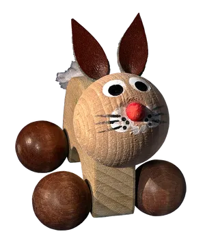 Wooden Easter Bunny Figurine PNG image