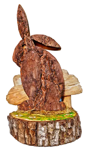 Wooden Easter Bunny Sculpture