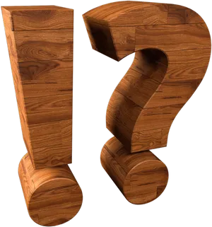 Wooden Exclamation Question Marks PNG image