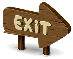 Wooden Exit Sign Illustration