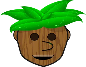 Wooden Face Cartoon Emoji