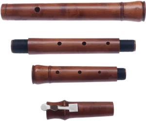 Wooden Flute Disassembled Parts PNG
