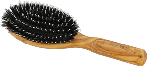 Wooden Hair Brushwith Black Bristles PNG image