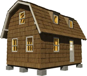 Wooden House With Shingled Roof PNG image