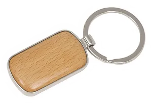 Wooden Insert Metal Keychain PNG