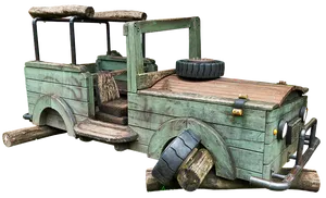 Wooden Jeep Sculpture