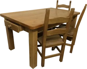 Wooden Kitchen Tableand Chairs Set PNG image