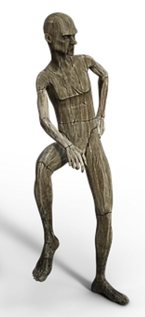 Wooden Mannequin Pose Black Background