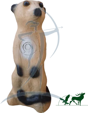 Wooden Meerkat Archer Sculpture PNG image