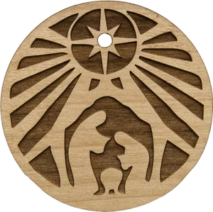 Wooden Nativity Scene Carving PNG image