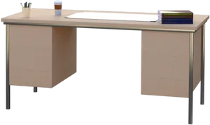Wooden Office Deskwith Supplies