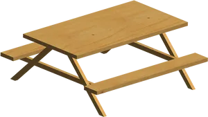 Wooden Picnic Table Isolated PNG image