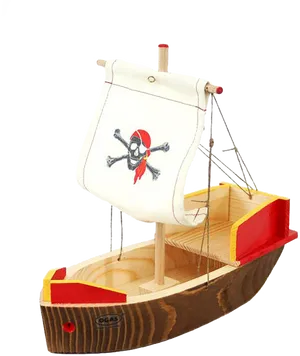 Wooden Pirate Ship Toy PNG image