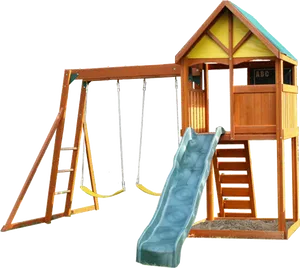 Wooden Playsetwith Slideand Swings PNG image