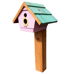 Wooden Post With Birdhouse PNG 06272024