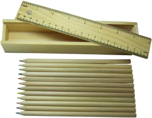 Wooden Rulerand Pencils PNG