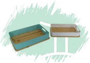 Wooden Serving Trays Twin Set PNG