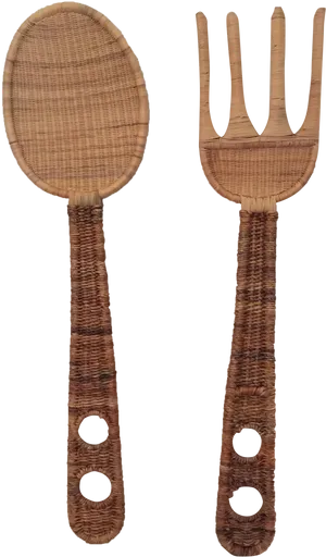 Wooden Spoonand Fork Set PNG image