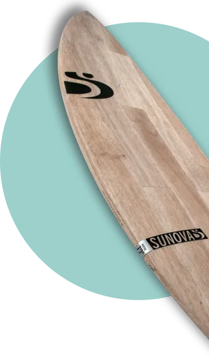 Wooden Surfboardon Teal Background PNG image