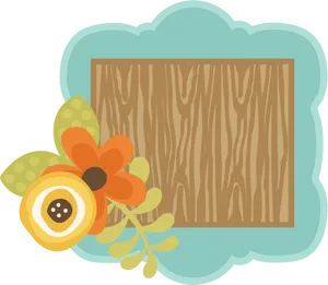 Wooden Texture Floral Frame Graphic