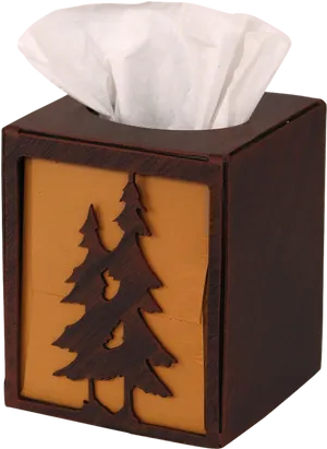 Wooden Tissue Box With Tree Design