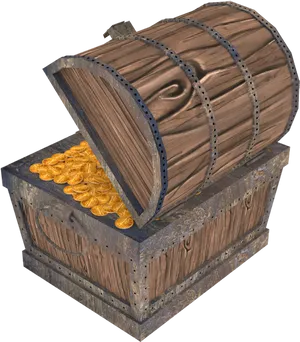 Wooden Treasure Chestwith Gold Coins PNG image