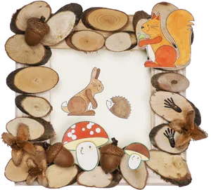 Woodland Creaturesand Tree Rings Frame PNG image