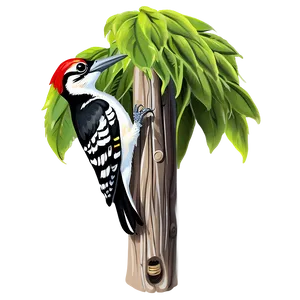 Woodpecker Bird Tree PNG 05032024