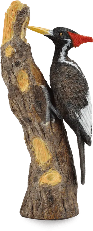 Woodpecker On Tree Trunk PNG