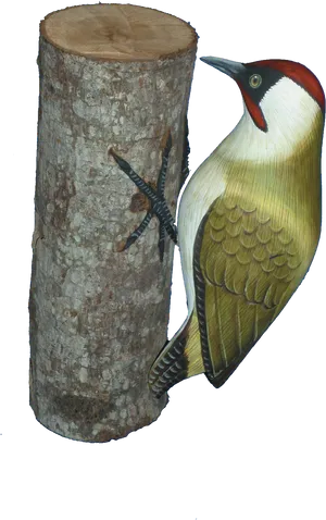 Woodpecker_ Perched_on_ Tree_ Trunk PNG