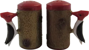 Woodpecker Themed Saltand Pepper Shakers PNG