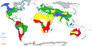 World Biomes Map Color Coded PNG image
